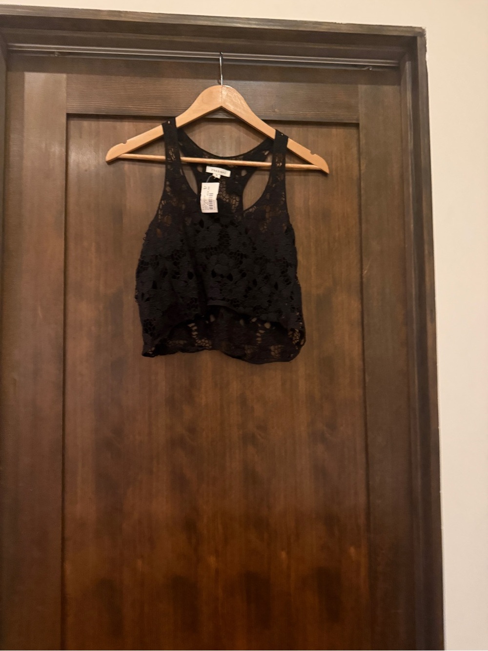 Phanuel Black Lace Crop Tank Top